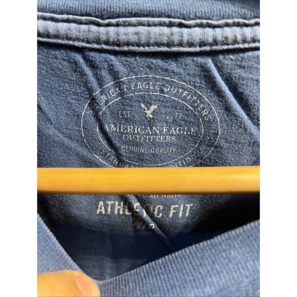 American Eagle Outfitters Men Blue Small Graphic Tee Brooklyn Bridge Crew Neck - Picture 2 of 11